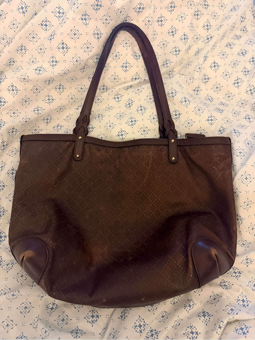 Authentic Gucci Large Brown Monogram Tote + Matching Pouch